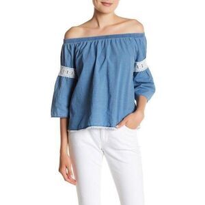 Joe’s Jeans Blue Off Shoulder Top Lace crochet